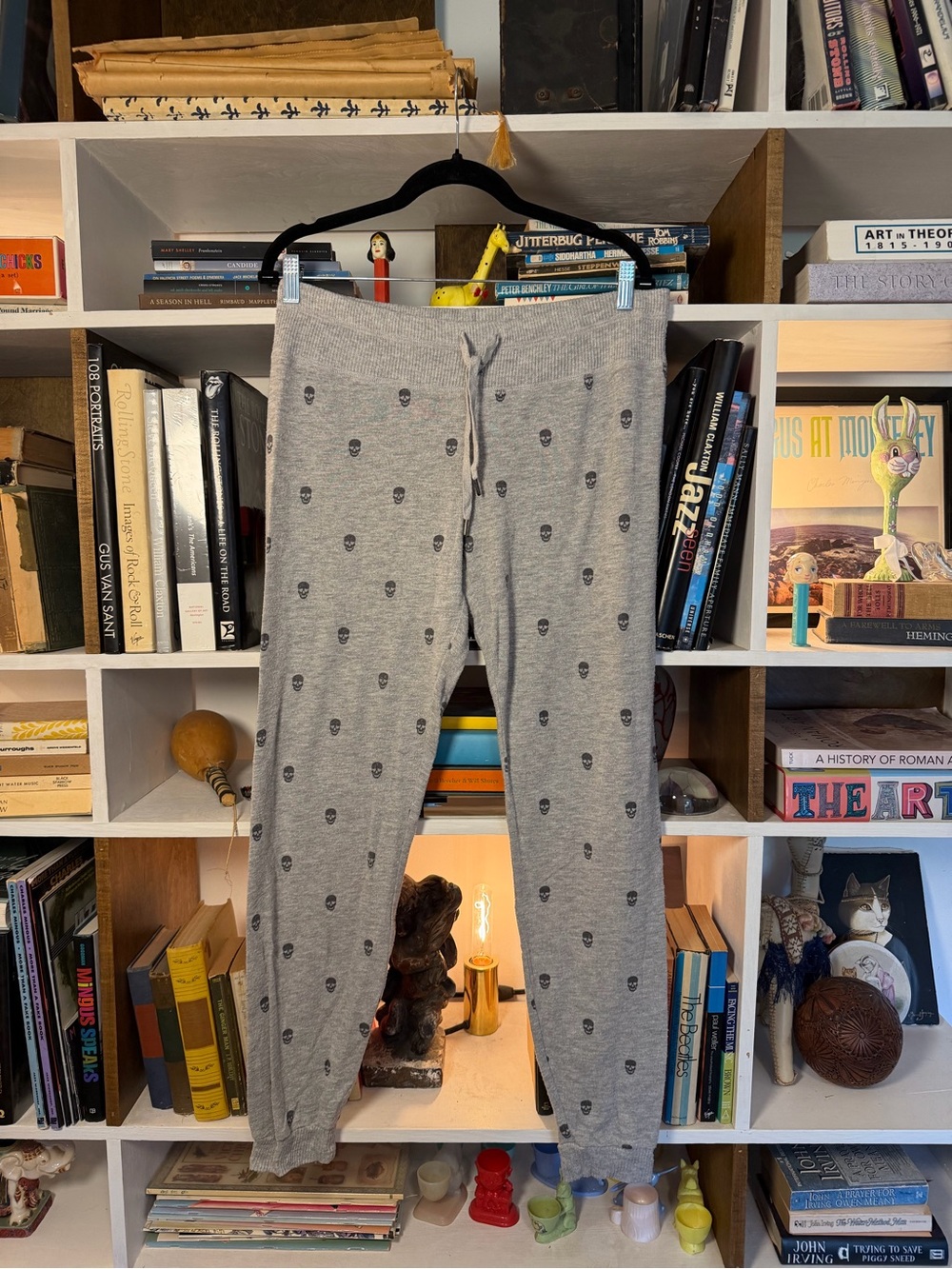 PJ salvage Cozy Gray Skull Print Jogger Pants